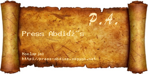 Press Abdiás névjegykártya